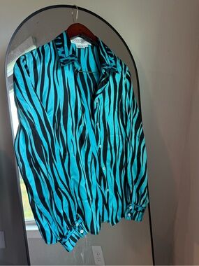 Vintage Starington Silk Satin Button Front Long Sleeve Blouse Size 8